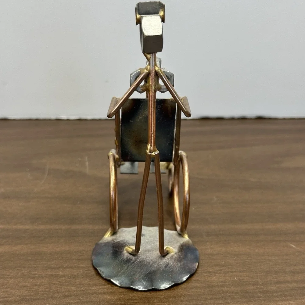 Handmade Caregiver Nurse Wheelchair Rock Creek Metal Art Figurine Desk Accessory